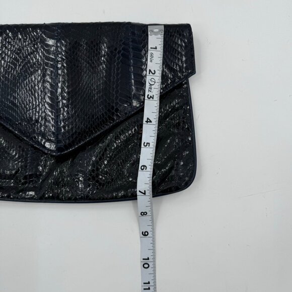 Vintage J. Renee Novae Black/Blue Python Embossed Leather Clutch - Picture 11 of 11